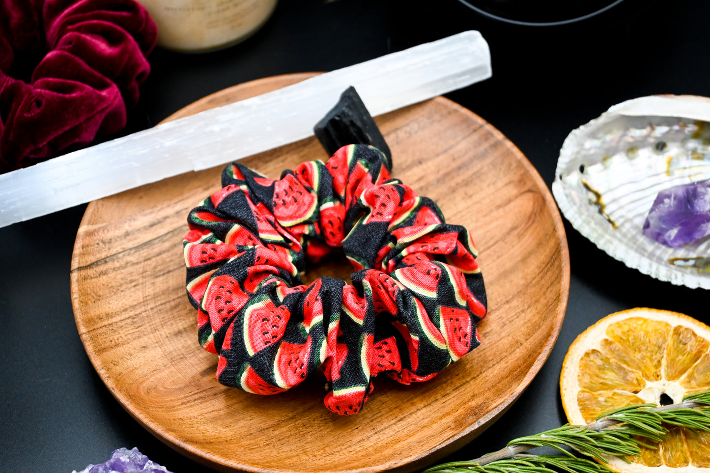 Black and Red Watermelon Scrunchie