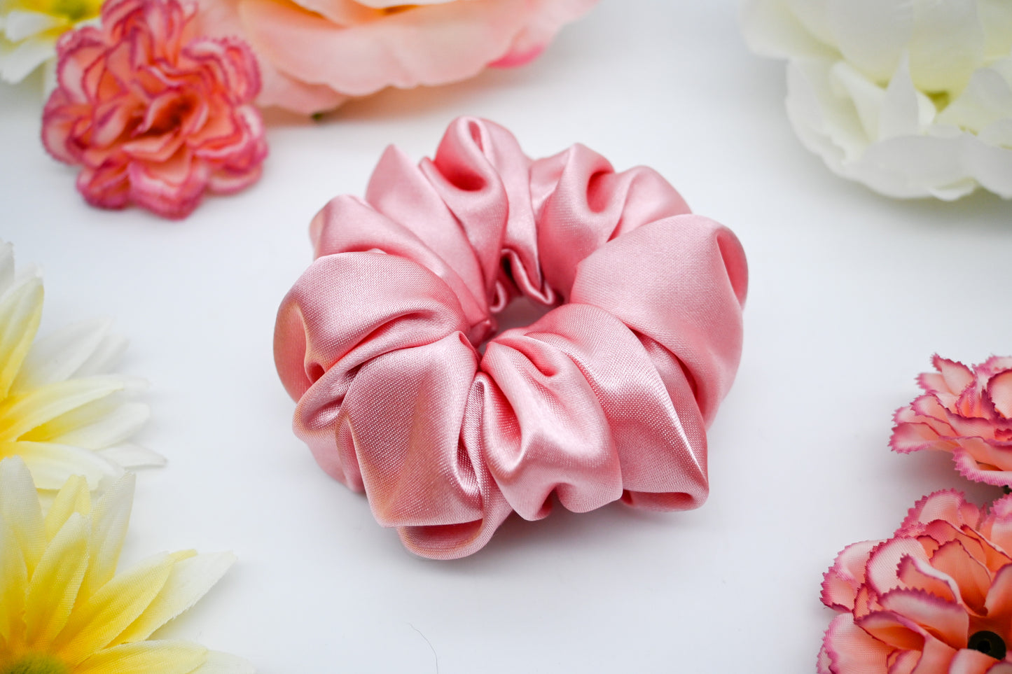 Pink Satin Scrunchie