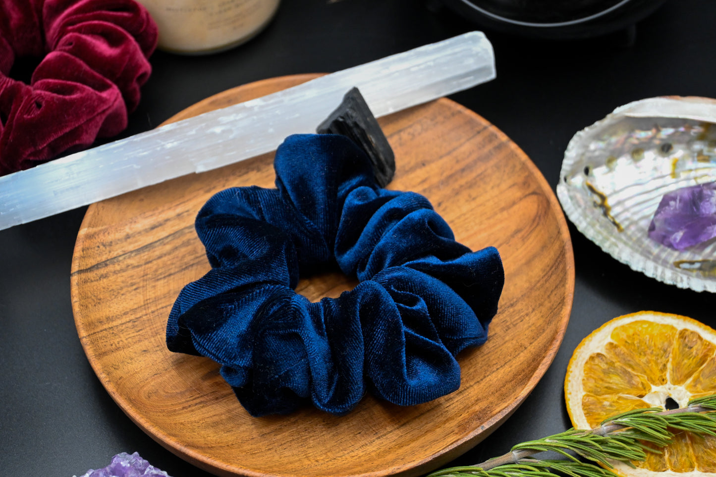 Sapphire Velvet Scrunchie