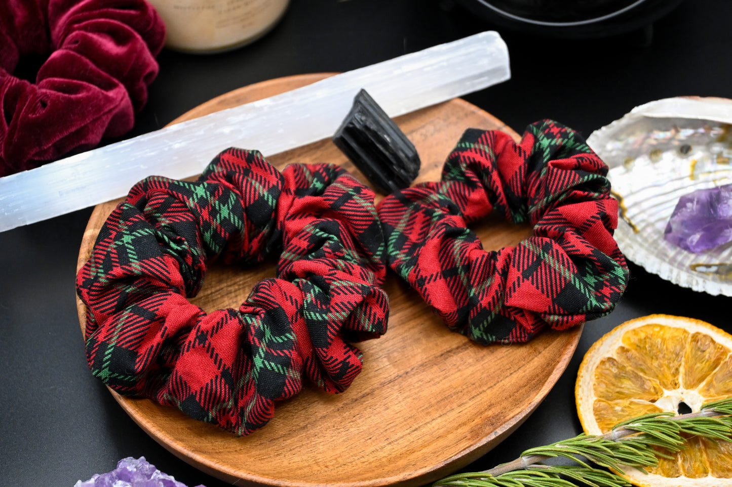 Red and Green Plaid Scrunchie