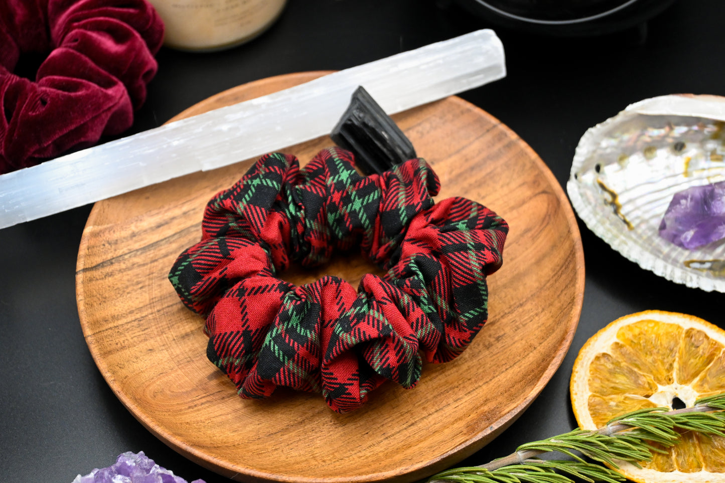 Red and Green Plaid Scrunchie