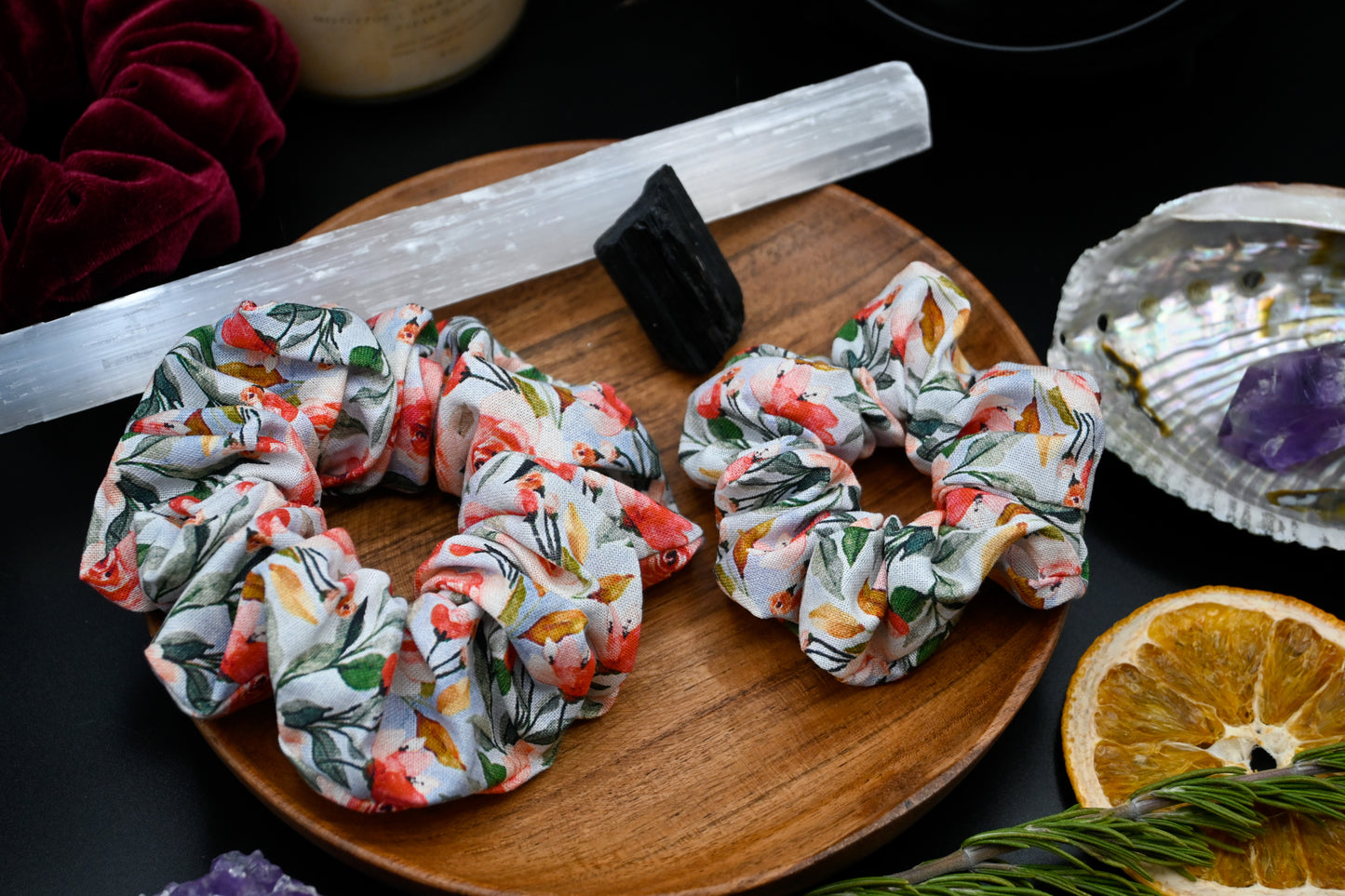 Pink Rose Garden Scrunchie