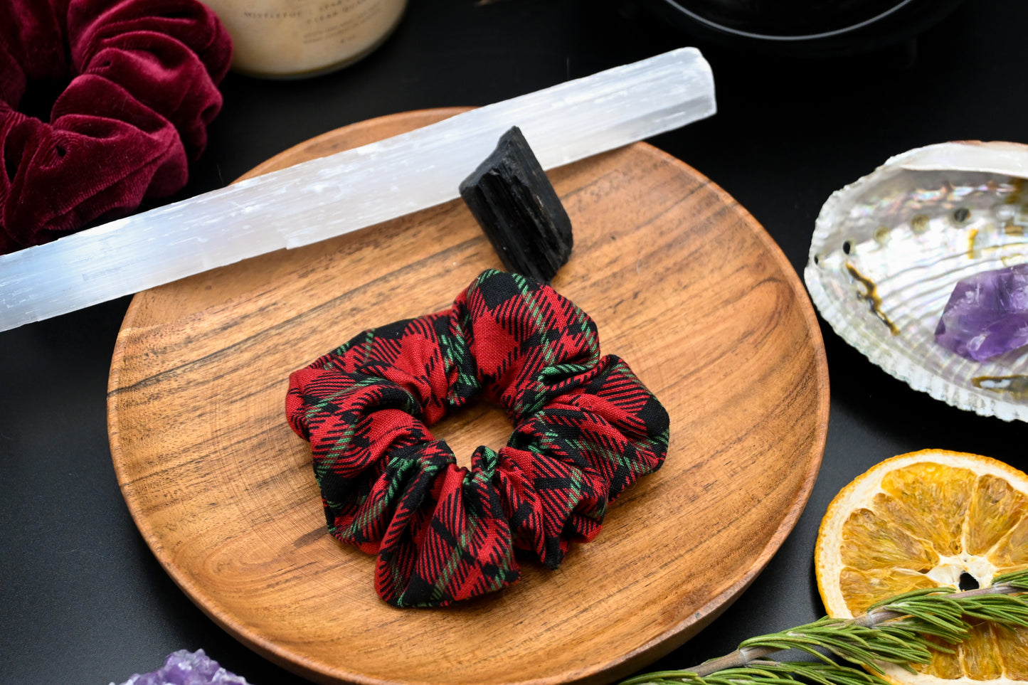 Red and Green Plaid Scrunchie